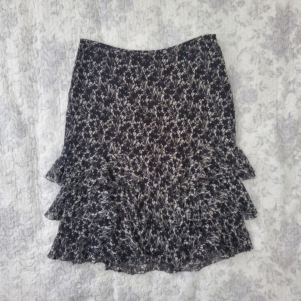 Dark Fairycore Ruffled Silk Skirt